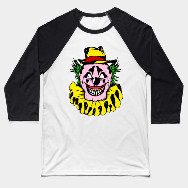 Colorful Crazy Clown Baseball T-Shirt by mailboxdisco